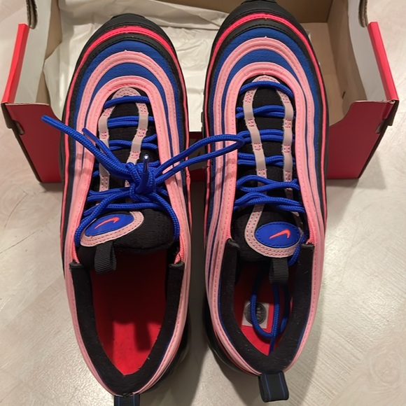 Nike Air Max 97 GS 'Black Multi' Black/Flash Crimson/Racer Blue - Picture 7 of 8